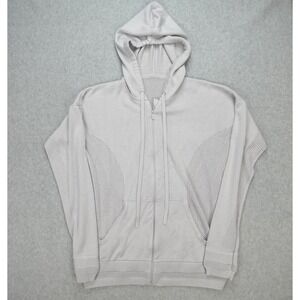 Lululemon Sweater Womens 6/8 Light Gray Hoodie Crochet Lace Active Athleisure